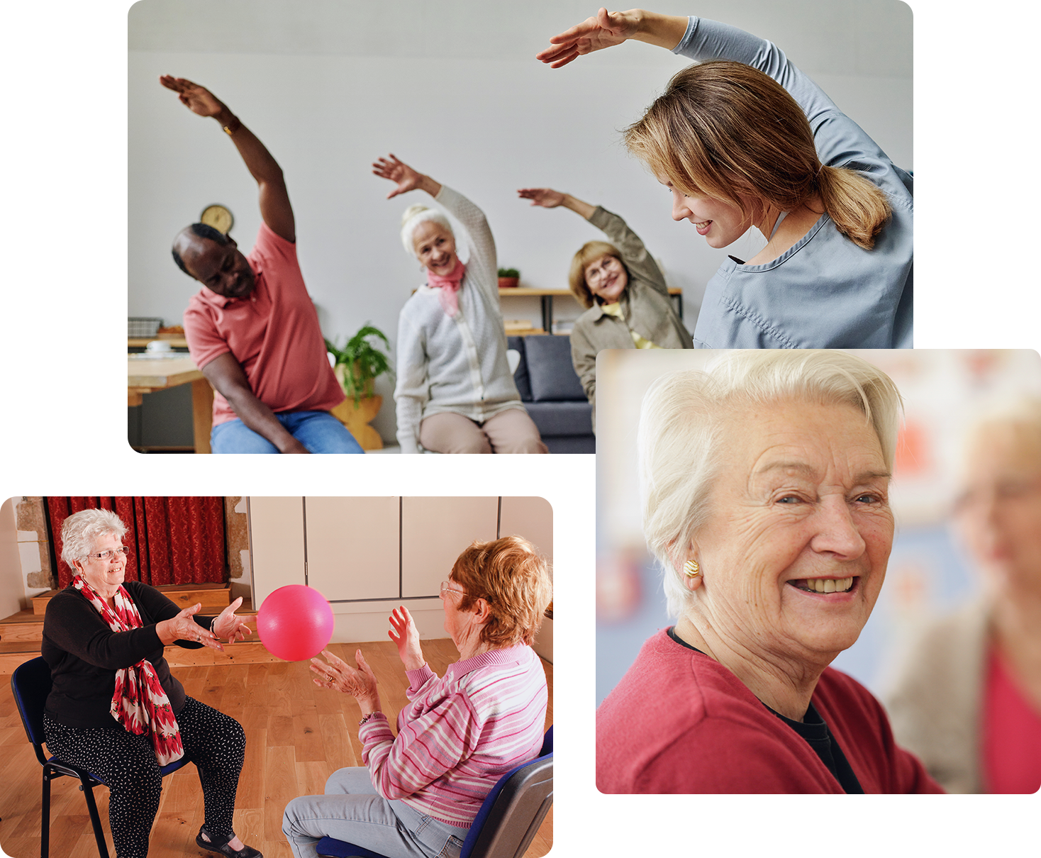 Homepage-Hero-Images Images of clients practicing Chair-based Fitness